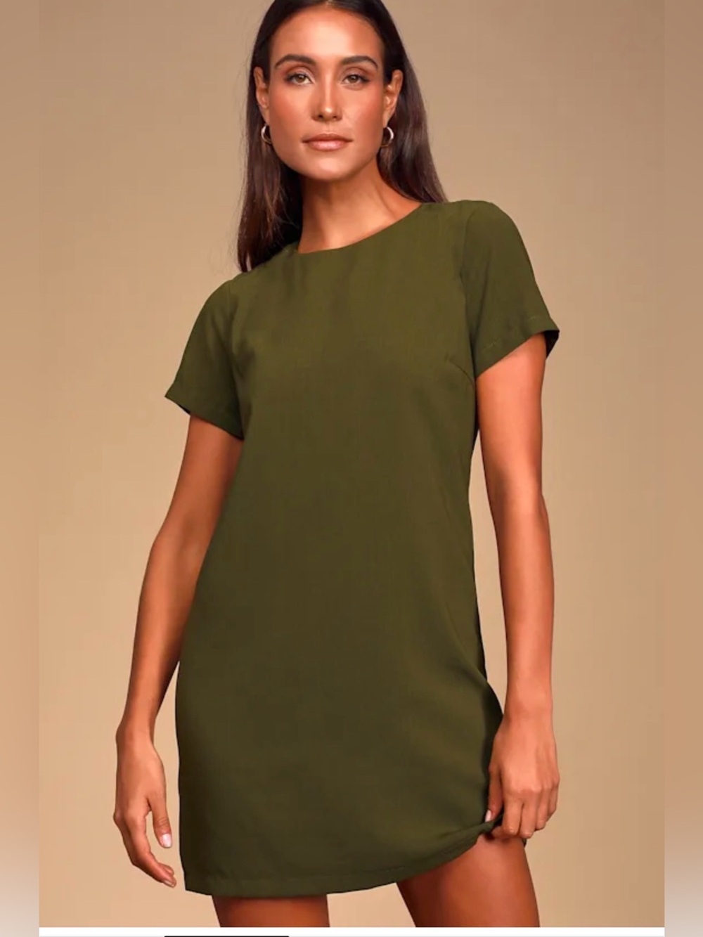 NWT Lulus Olive Shift Mini Dress size XS Shirt Dress